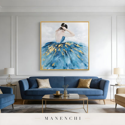 Midnight Ballerina Grace - original hand-painted portrait by Manenchi