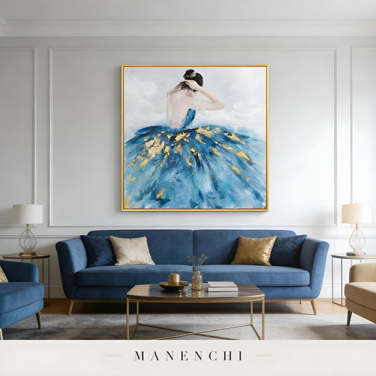 Midnight Ballerina Grace - original hand-painted portrait by Manenchi