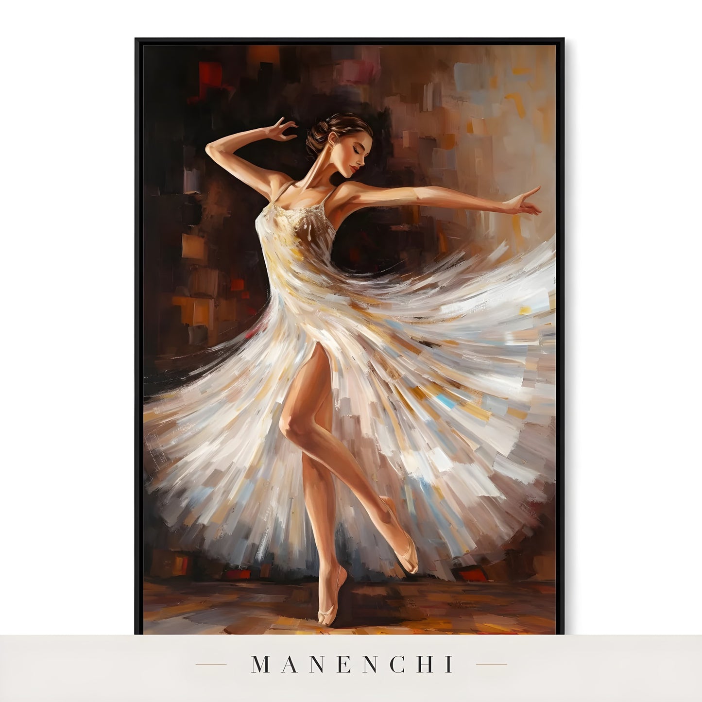 Midnight Ballerina Waltz portrait displayed in framed art piece