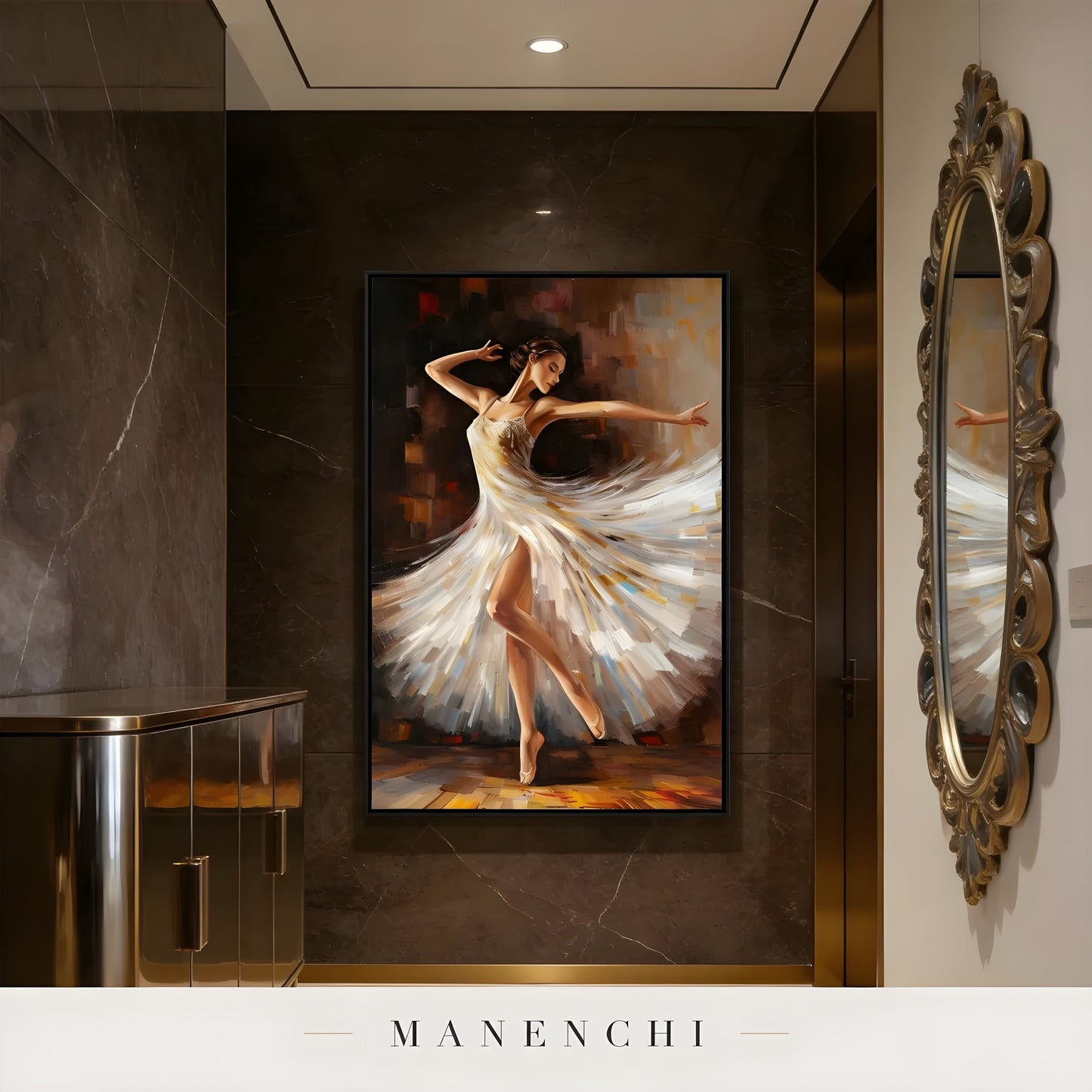 Midnight Ballerina Waltz portrait displayed in hallway art display