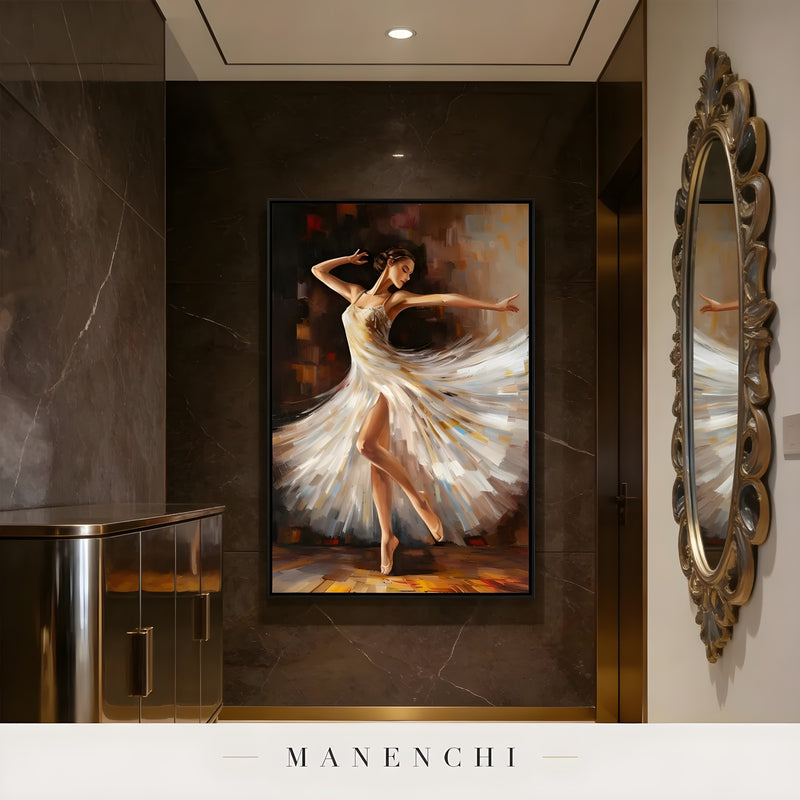 Midnight Ballerina Waltz portrait displayed in hallway art display