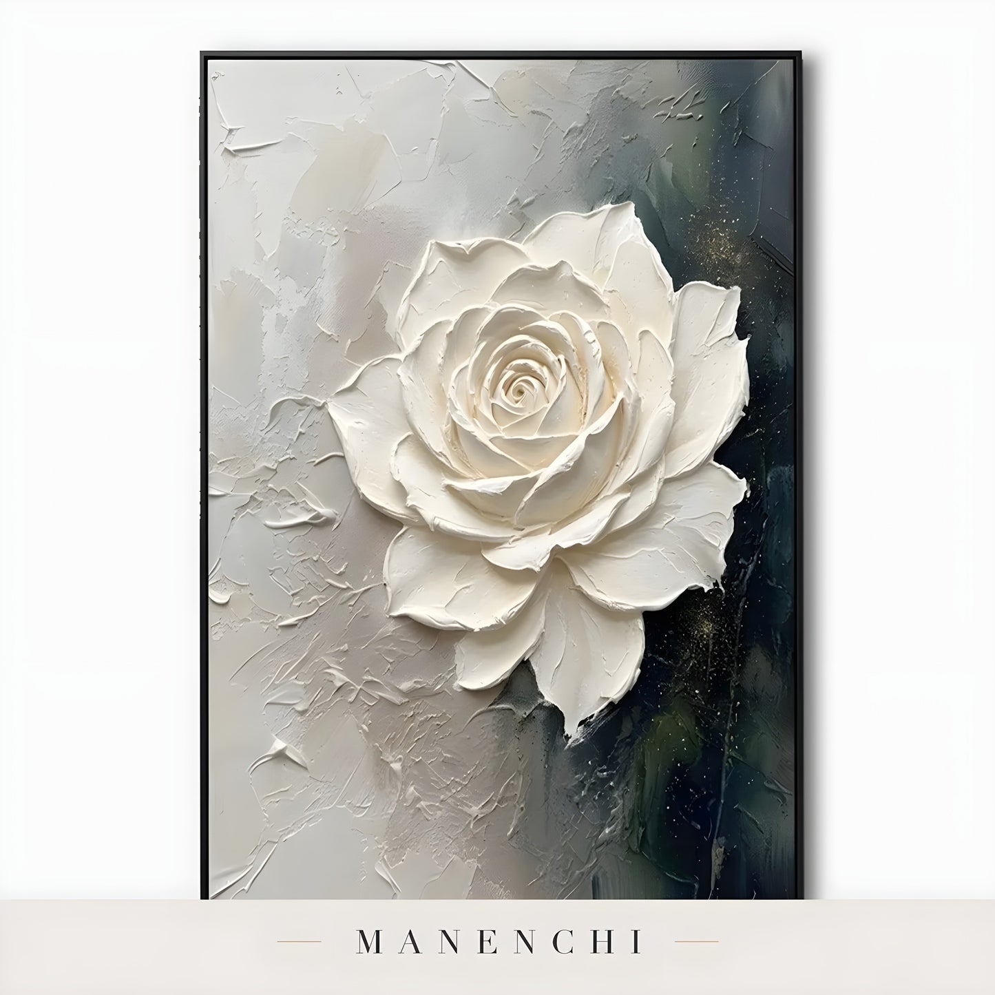 Midnight Botanical Bloom - original hand-painted abstract painting by Manenchi