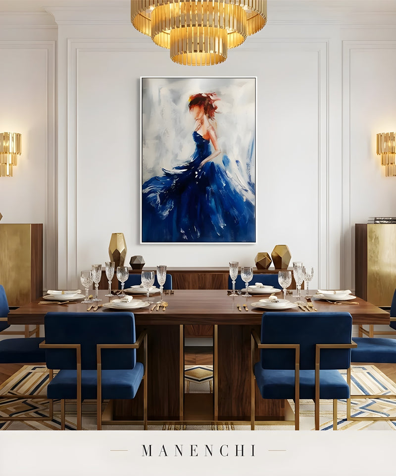 Midnight Gala Silhouette portrait displayed in dining room interior