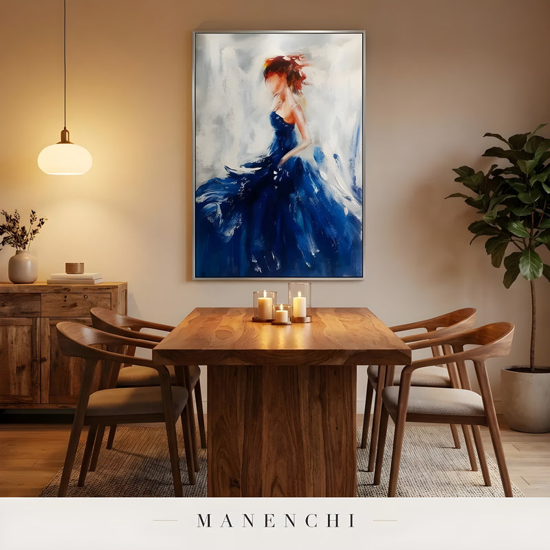Midnight Gala Silhouette portrait displayed in dining room table decor