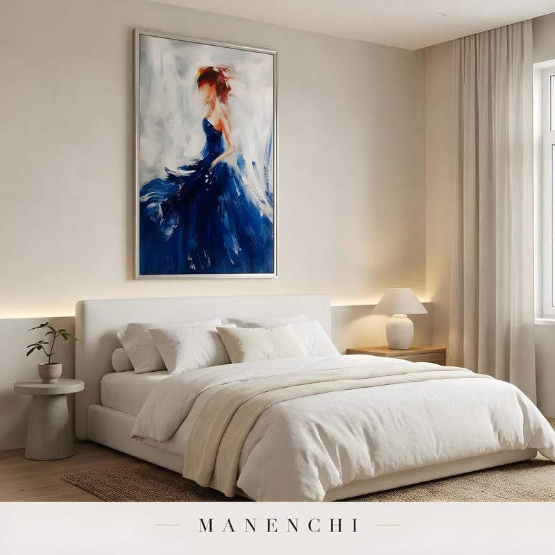 Midnight Gala Silhouette portrait displayed in modern bedroom interior