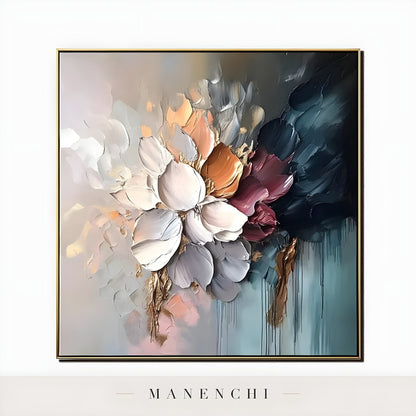 Midnight Gilded Bloom abstract painting displayed in product painting isolated
