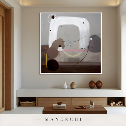 Minimalist Arc Equilibrium - original hand-painted abstract painting by Manenchi