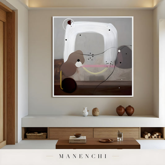 Minimalist Arc Equilibrium - original hand-painted abstract painting by Manenchi