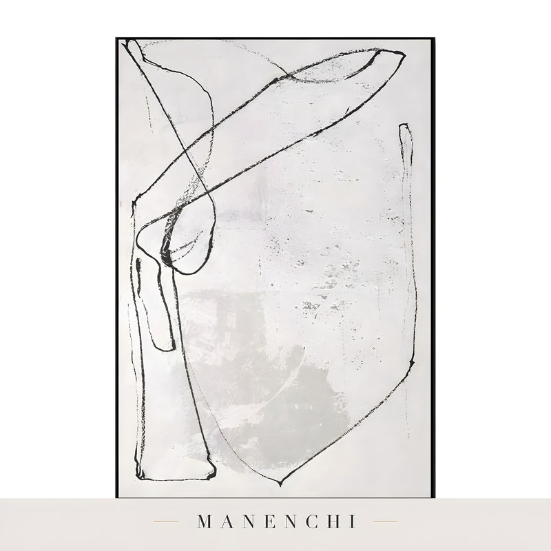 Minimalist Ink Gestures - original hand-painted abstract painting by Manenchi