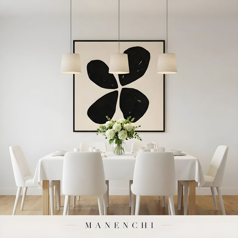 Minimalist Petals abstract painting displayed in dining room