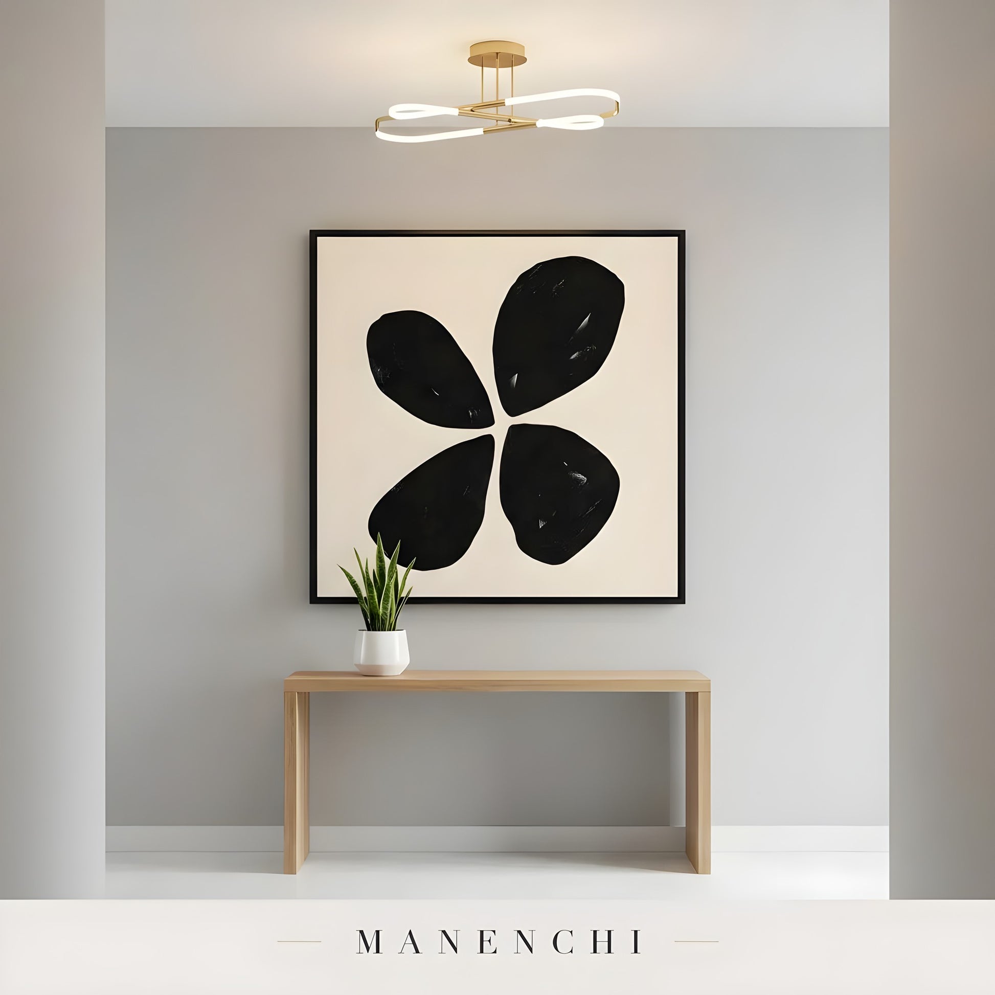 Minimalist Petals abstract painting displayed in entryway hallway