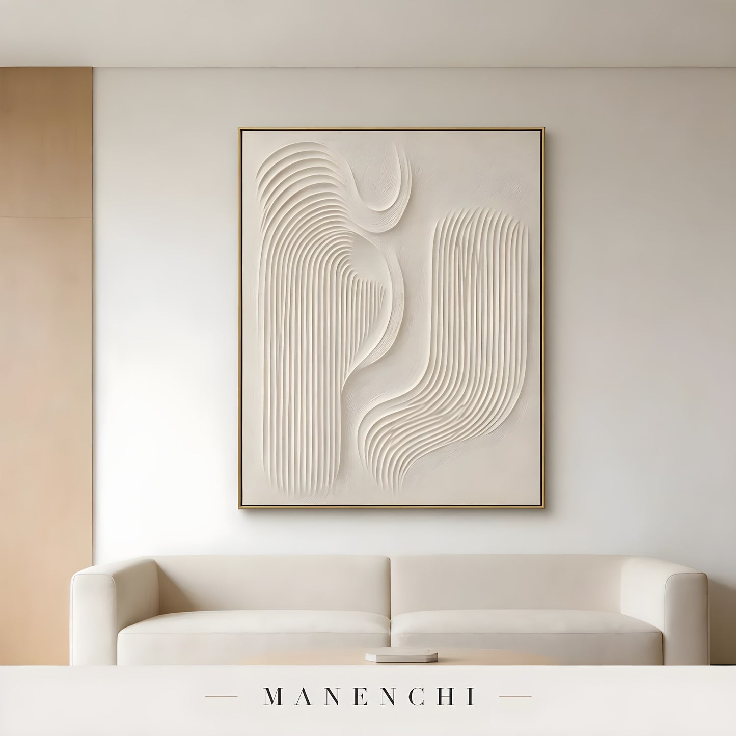 Minimalist Sculptural Flow - original hand-painted abstract painting by Manenchi