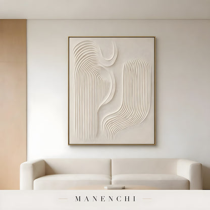 Minimalist Sculptural Flow - original hand-painted abstract painting by Manenchi