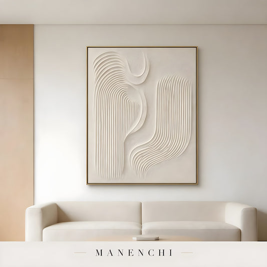 Minimalist Sculptural Flow - original hand-painted abstract painting by Manenchi