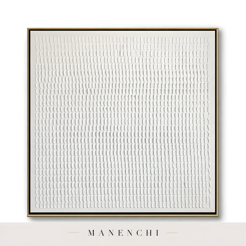 Minimalist Sculptural Monochrome abstract painting displayed in framed monochrome painting