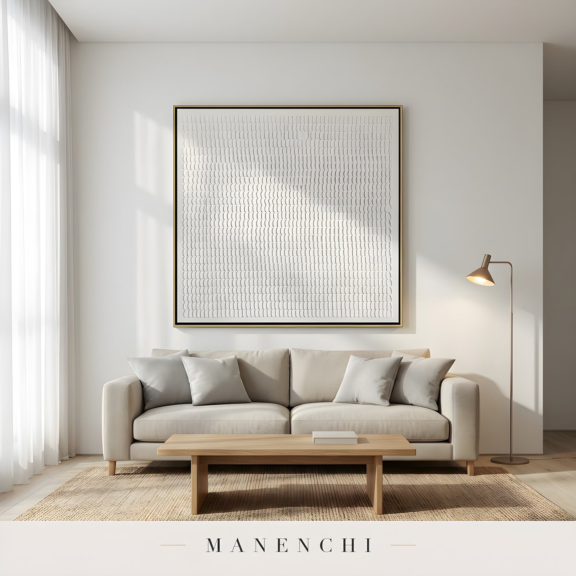 Minimalist Sculptural Monochrome - original hand-painted abstract painting by Manenchi