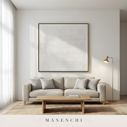 Minimalist Sculptural Monochrome - original hand-painted abstract painting by Manenchi
