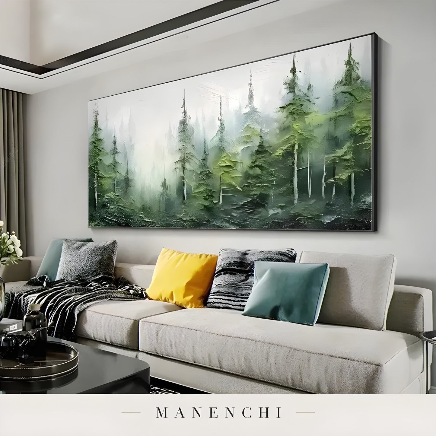 Mist Forest Reverie - original hand-painted abstract painting by Manenchi