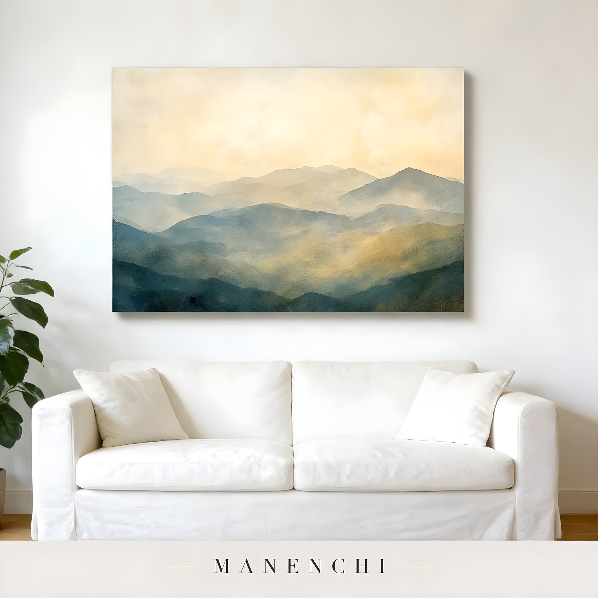 Mist-Veiled Ridges - original hand-painted abstract painting by Manenchi