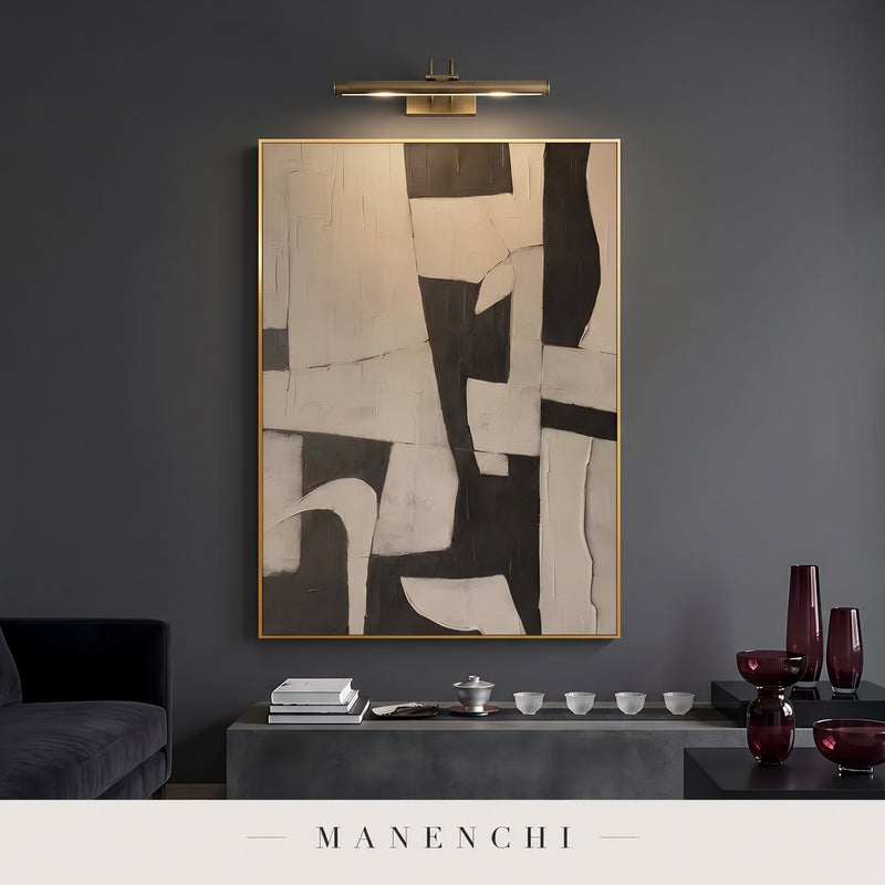 Monochromatic Echoes abstract painting displayed in a gallery setting