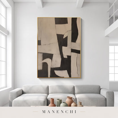 Monochromatic Echoes abstract painting displayed in a loft