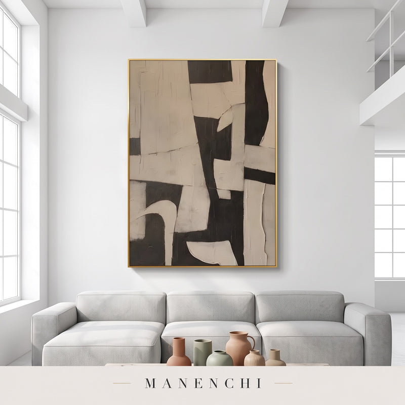 Monochromatic Echoes abstract painting displayed in a loft