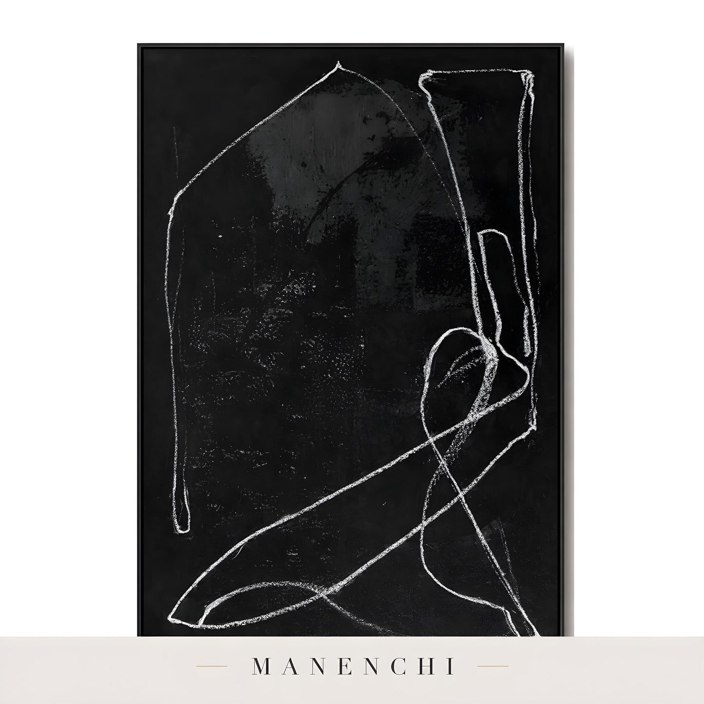 Monochromatic Essence abstract painting displayed in isolated painting with frame
