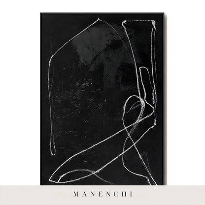 Monochromatic Essence abstract painting displayed in isolated painting with frame