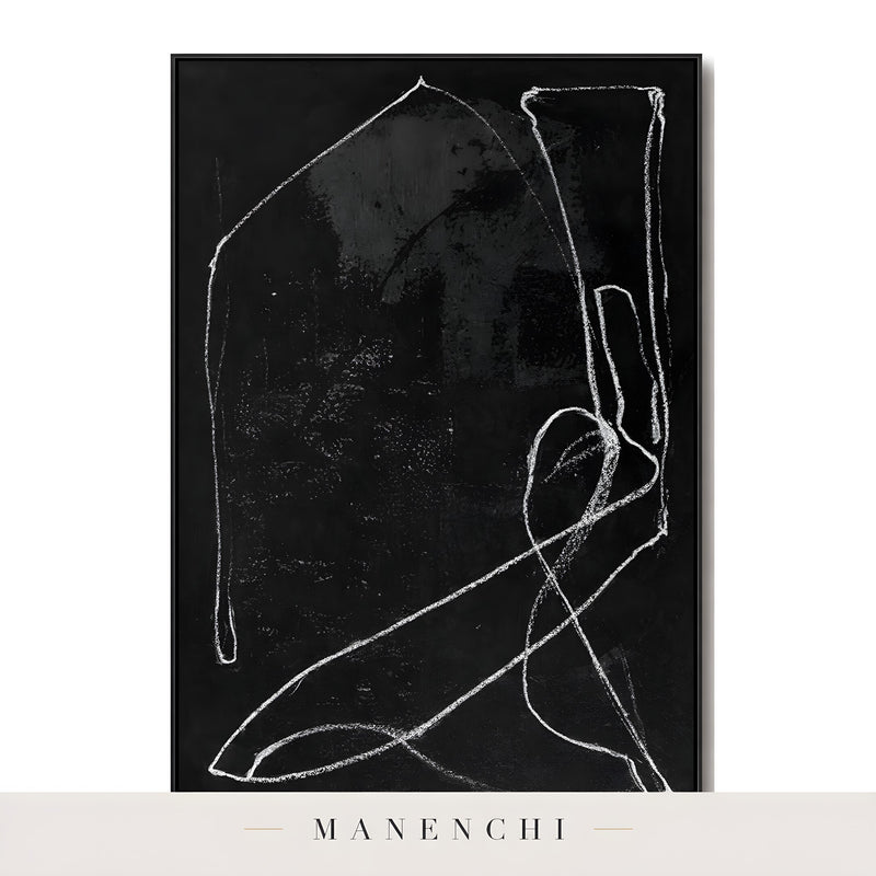 Monochromatic Essence abstract painting displayed in isolated painting with frame