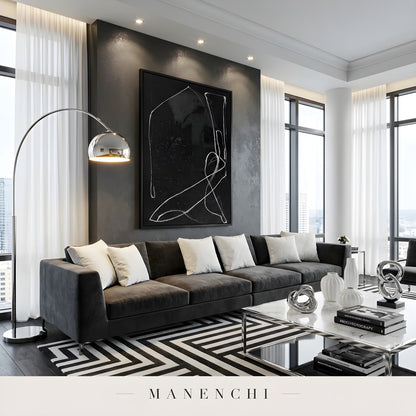Monochromatic Essence abstract painting displayed in luxury living room interior