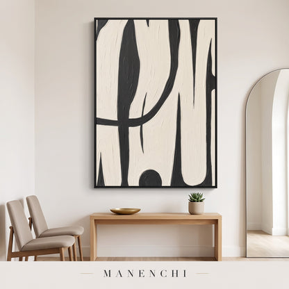 Monochromatic Flow abstract painting displayed in an entryway