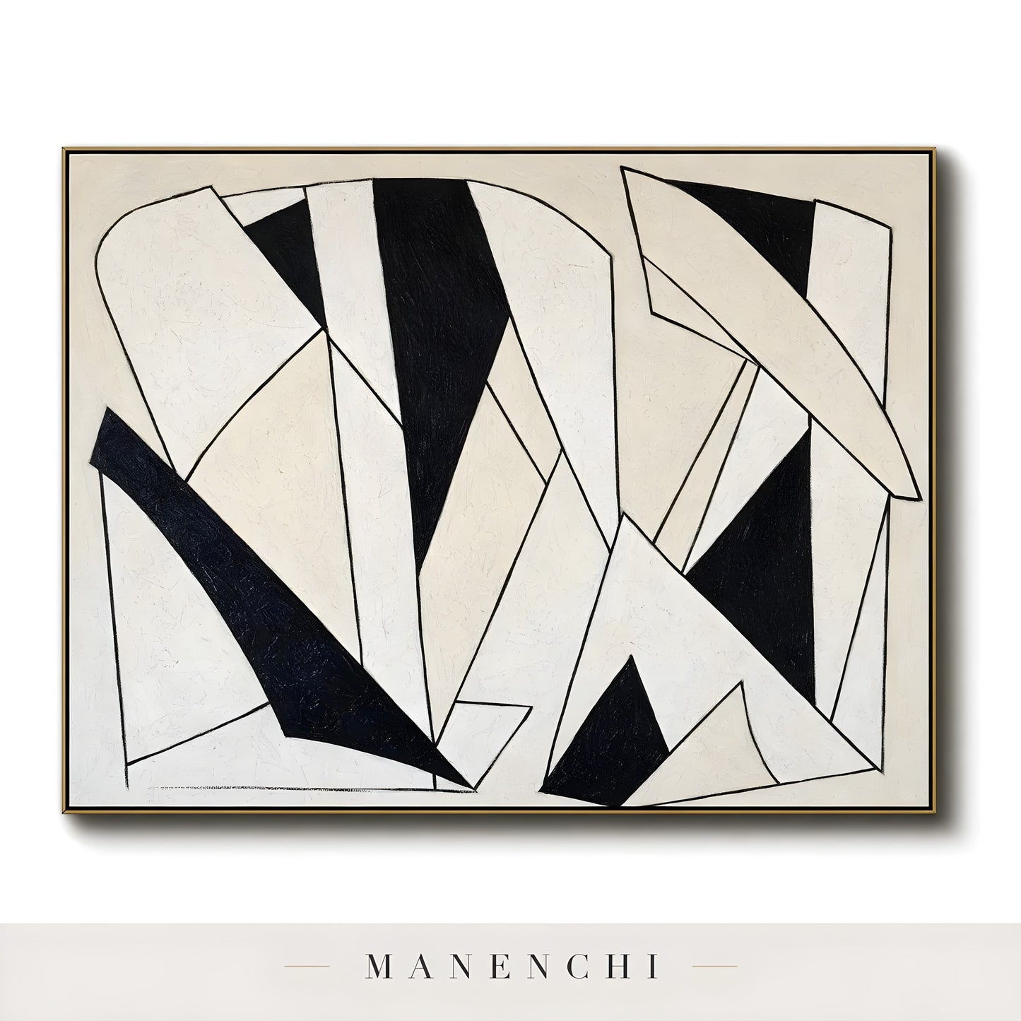 Monochromatic Geometry abstract painting displayed in original painting on wall