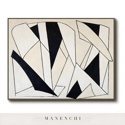 Monochromatic Geometry abstract painting displayed in original painting on wall