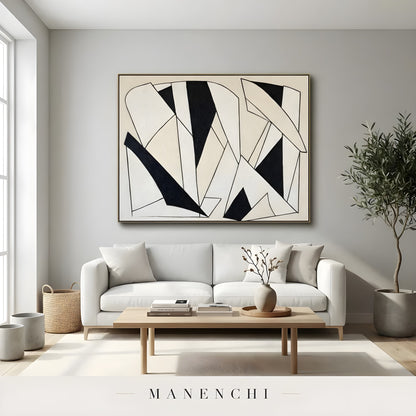 Monochromatic Geometry - original hand-painted abstract painting by Manenchi