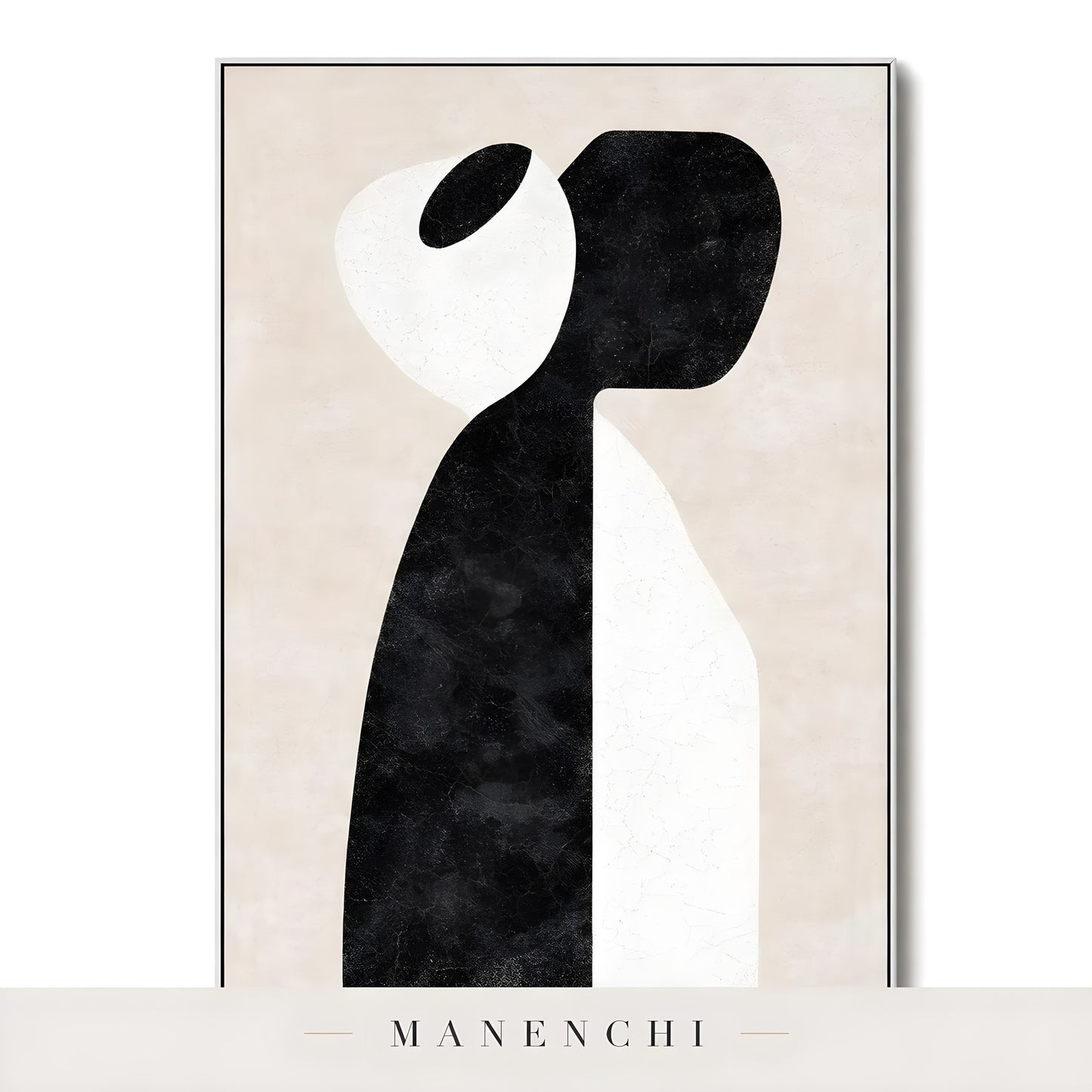 Monochromatic Solitude abstract painting displayed in isolated painting on wall