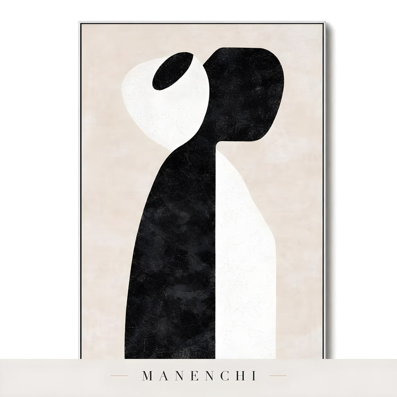 Monochromatic Solitude abstract painting displayed in isolated painting on wall