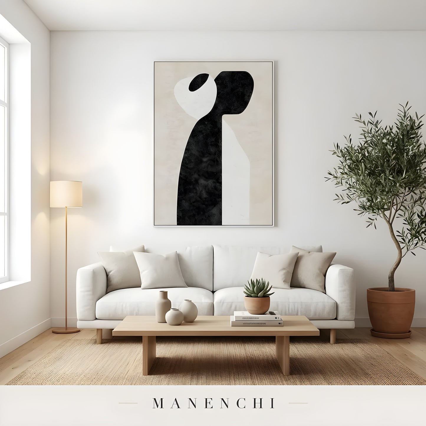 Monochromatic Solitude - original hand-painted abstract painting by Manenchi