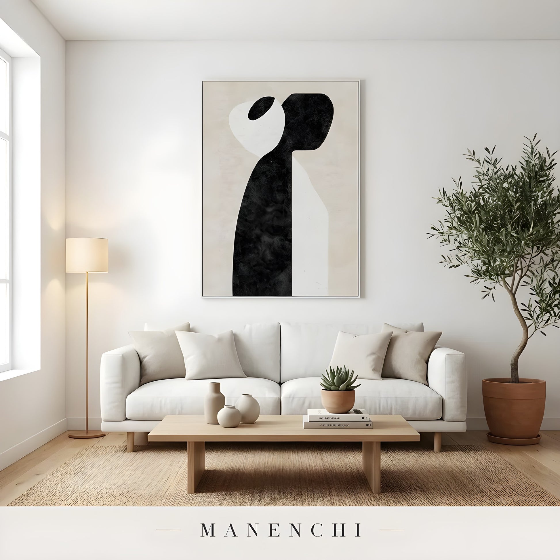 Monochromatic Solitude - original hand-painted abstract painting by Manenchi