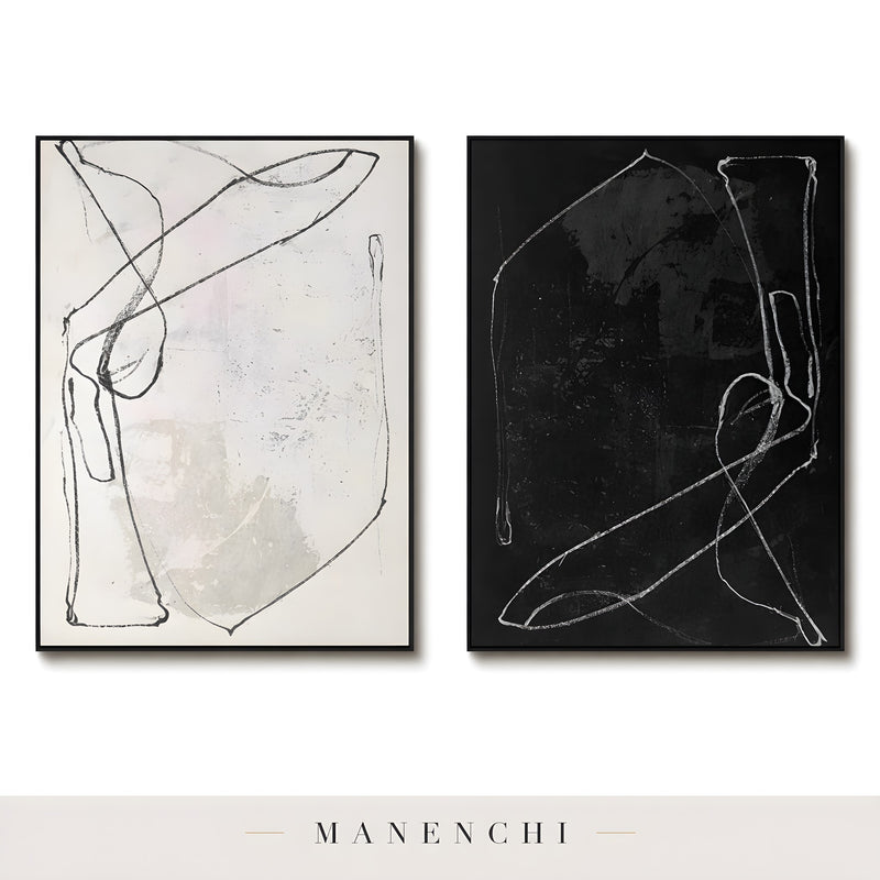 Monochrome Duality - original hand-painted abstract painting by Manenchi