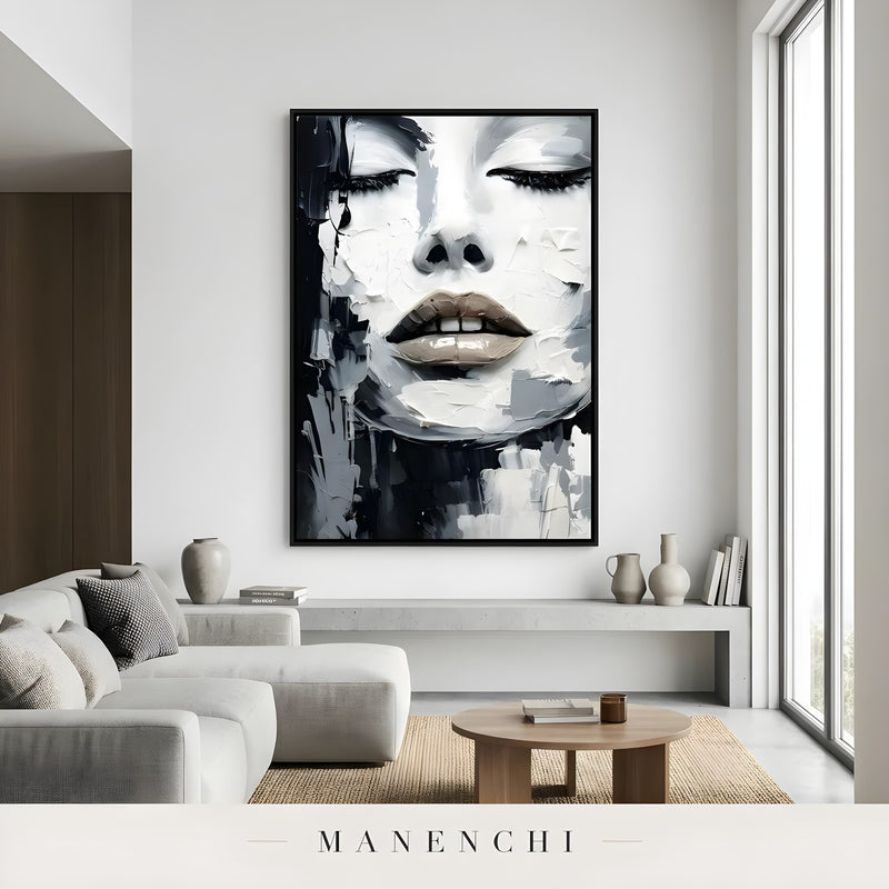Monochrome Muse Persona - original hand-painted portrait by Manenchi