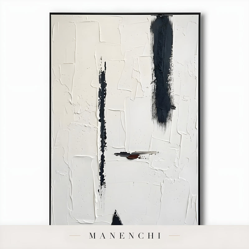 Monochrome Structural Essence abstract painting displayed in isolated art print