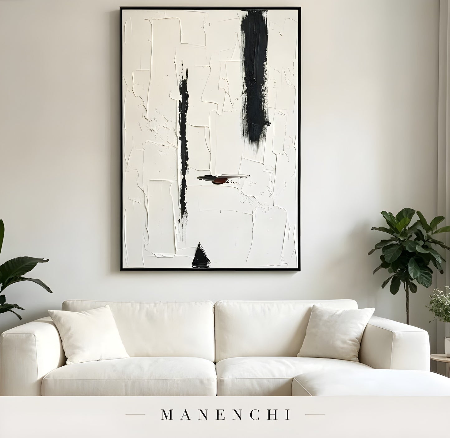 Monochrome Structural Essence - original hand-painted abstract painting by Manenchi