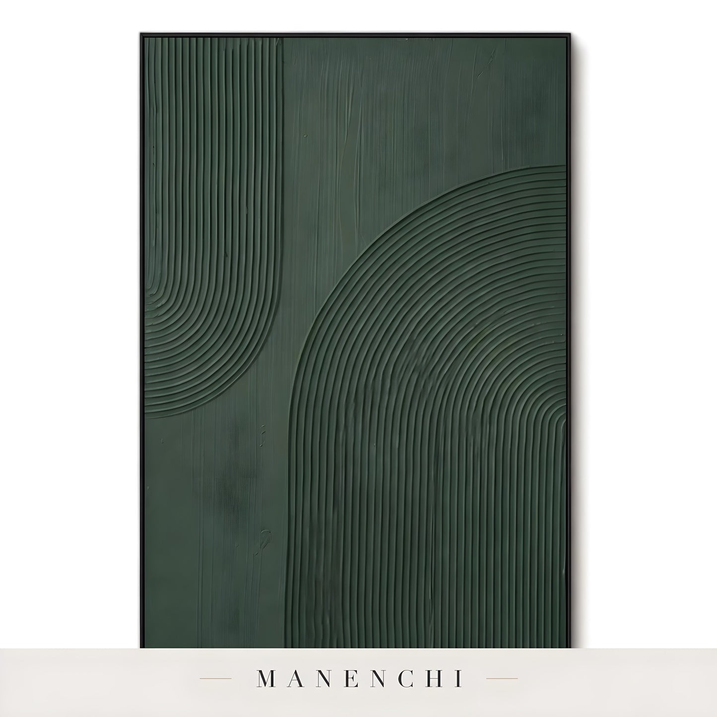 Monochrome Verdant Geometry - original hand-painted abstract painting by Manenchi