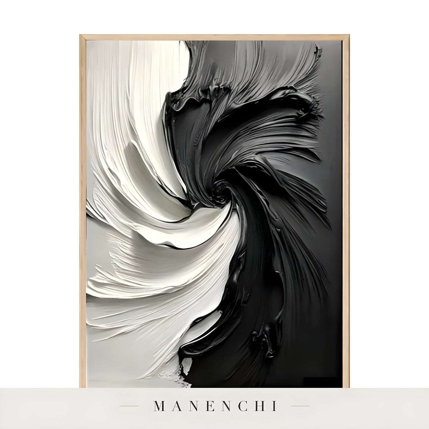Monochrome Vortex - original hand-painted abstract painting by Manenchi