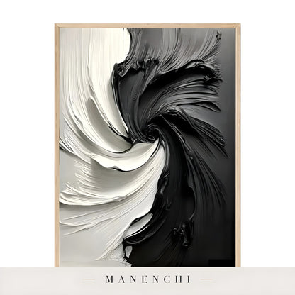 Monochrome Vortex - original hand-painted abstract painting by Manenchi