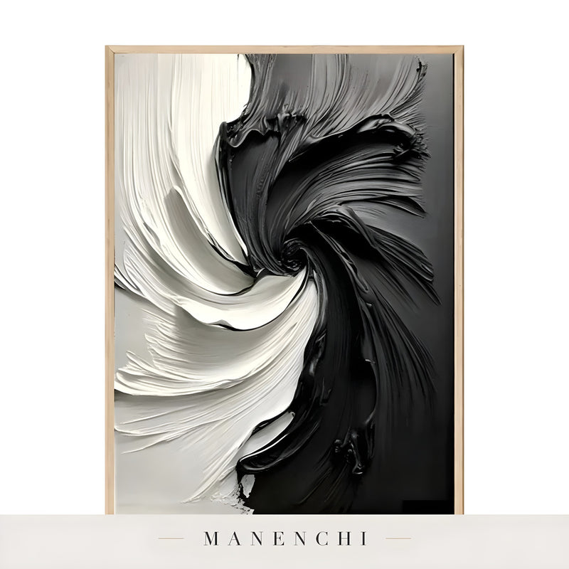 Monochrome Vortex - original hand-painted abstract painting by Manenchi