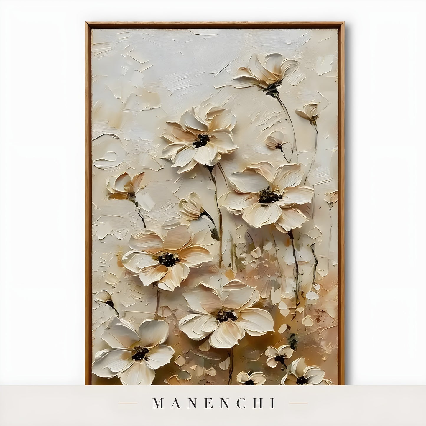 Close-up detail of the textured brushwork in Neutral Bloom Study