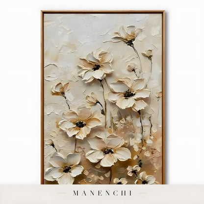 Close-up detail of the textured brushwork in Neutral Bloom Study