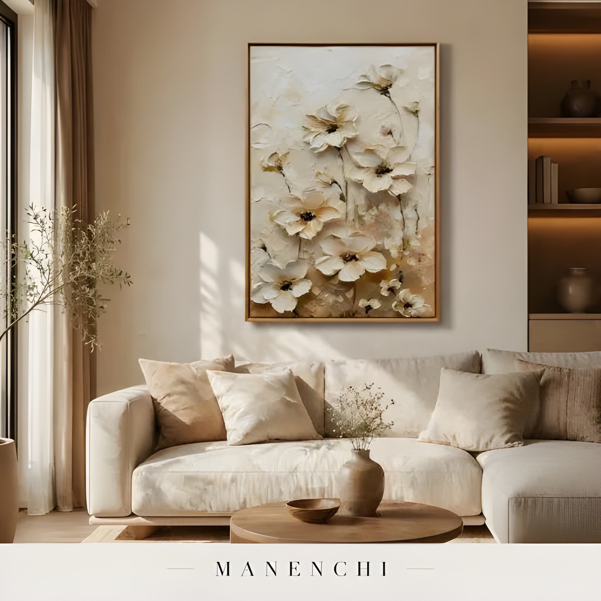 Neutral Bloom Study - original hand-painted abstract painting by Manenchi
