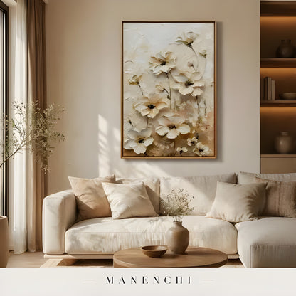Neutral Bloom Study - original hand-painted abstract painting by Manenchi